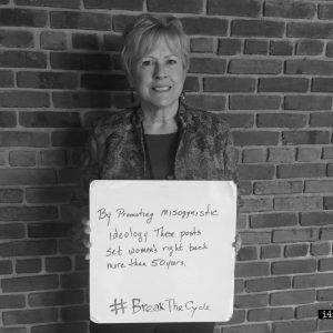 "By promoting misogynistic ideology. These posts set women's rights back more than 50 years #breakthecycle"