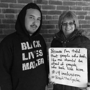 "Because I'm told that people who look like me should be afraid of people who look like him. #breakthecycle #i4inclusion"